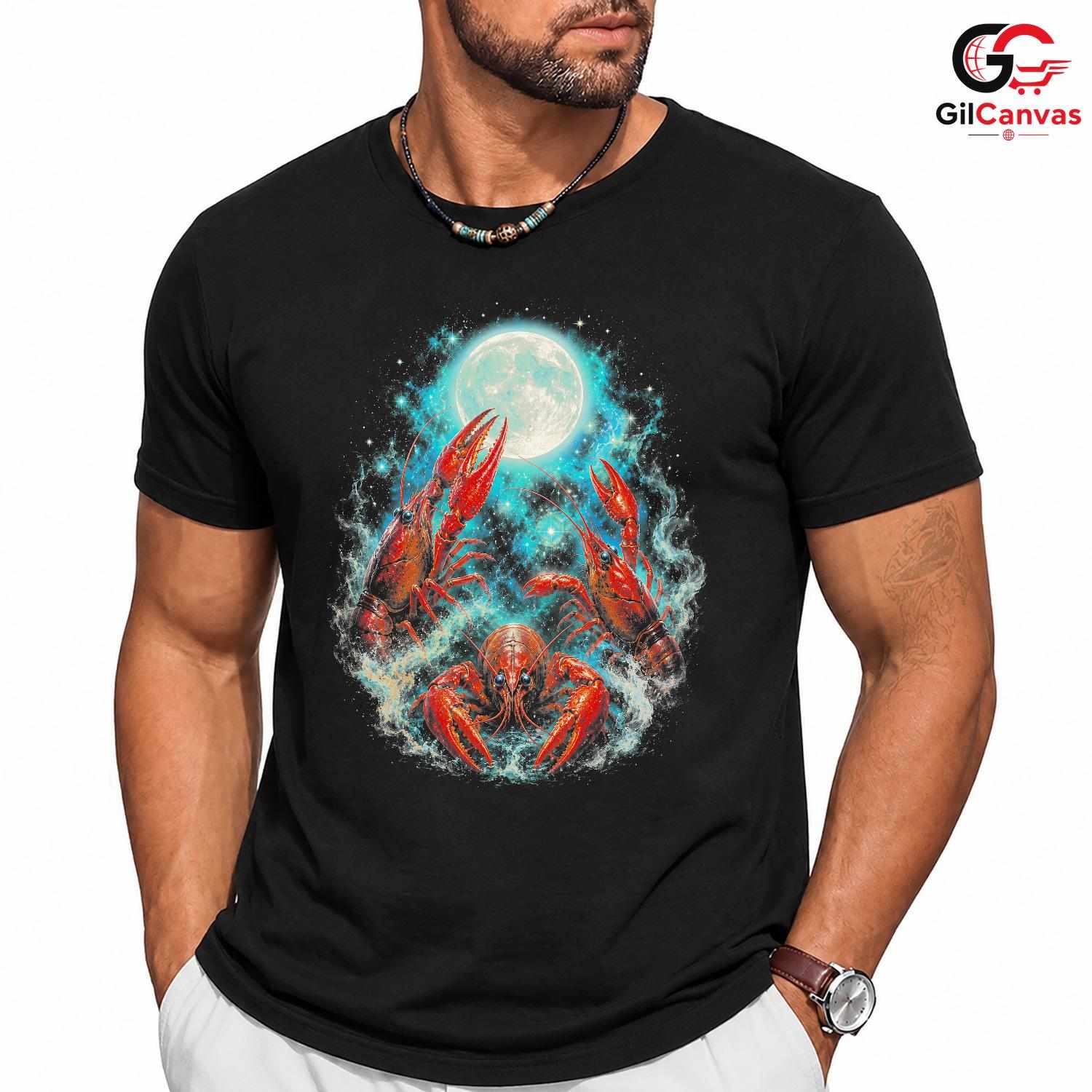 Moonlight Lobster Sea T-Shirt Unique Ocean Lover Unisex Graphic Apparel Tee