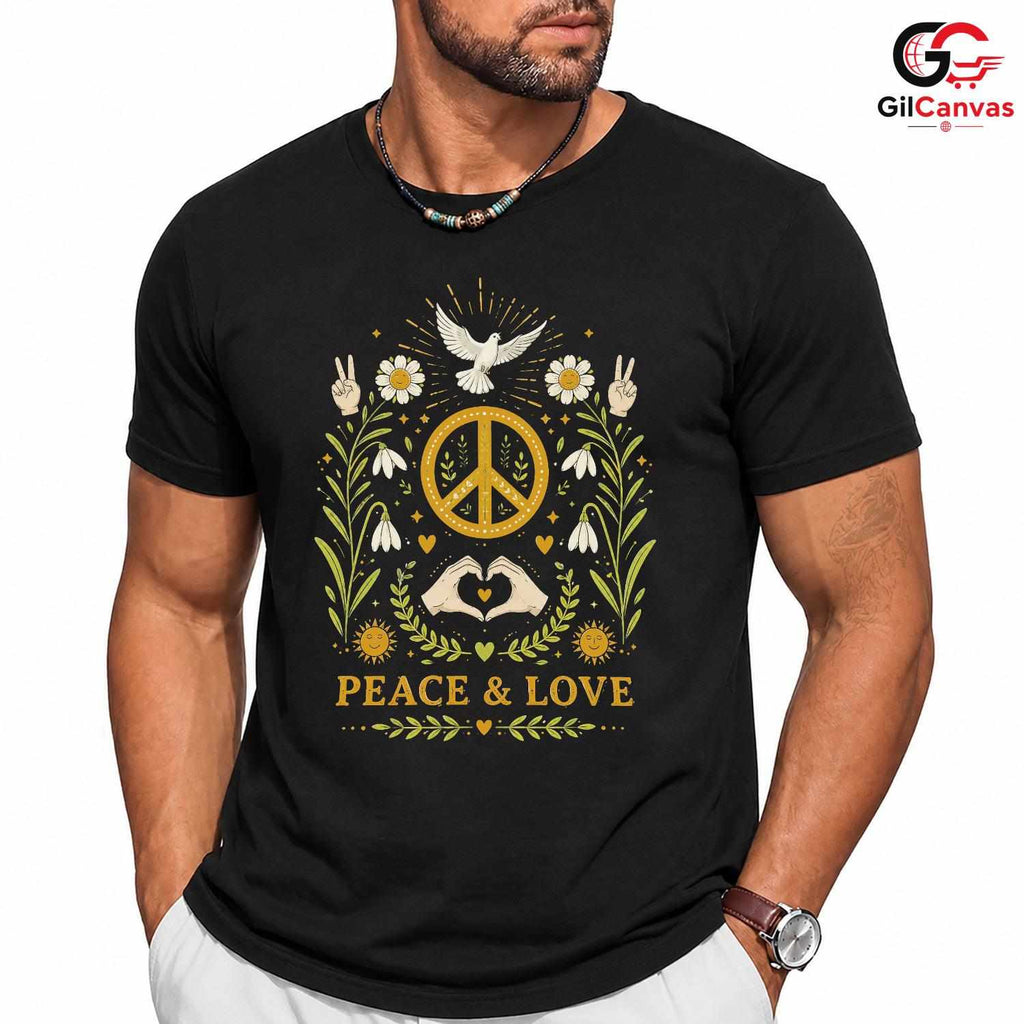 Peace Love Floral Dove T-Shirt Unisex Event Graphic Apparel Inspiring Nature Shirt