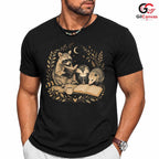 Reading Animals T-Shirt Unisex Book Lover Cute Raccoon Skunk Graphic Apparel