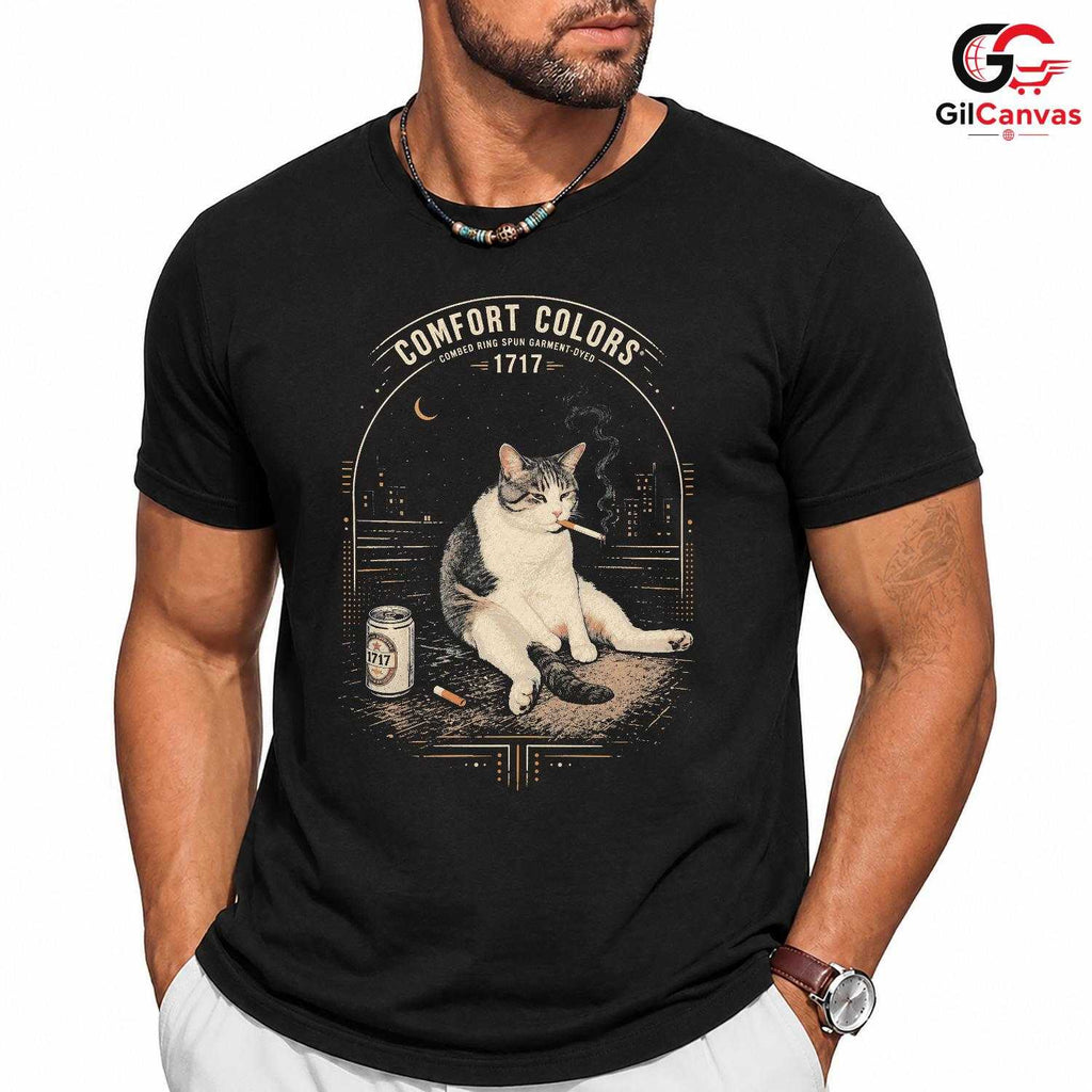 Retro Vintage Cool Cat T-Shirt Unisex Casual Wear Feline Lover Graphic Apparel Tee