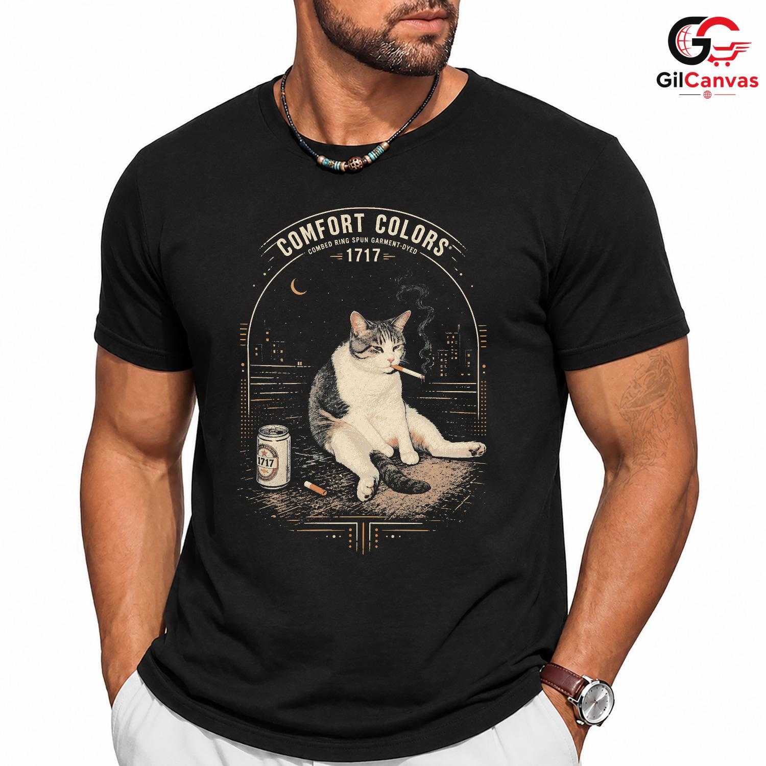 Retro Vintage Cool Cat T-Shirt Unisex Casual Wear Feline Lover Graphic Apparel Tee