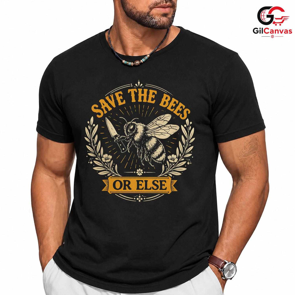 Save The Bees Nature T-Shirt Earth Day Eco Friendly Unisex Funny Tee Gift