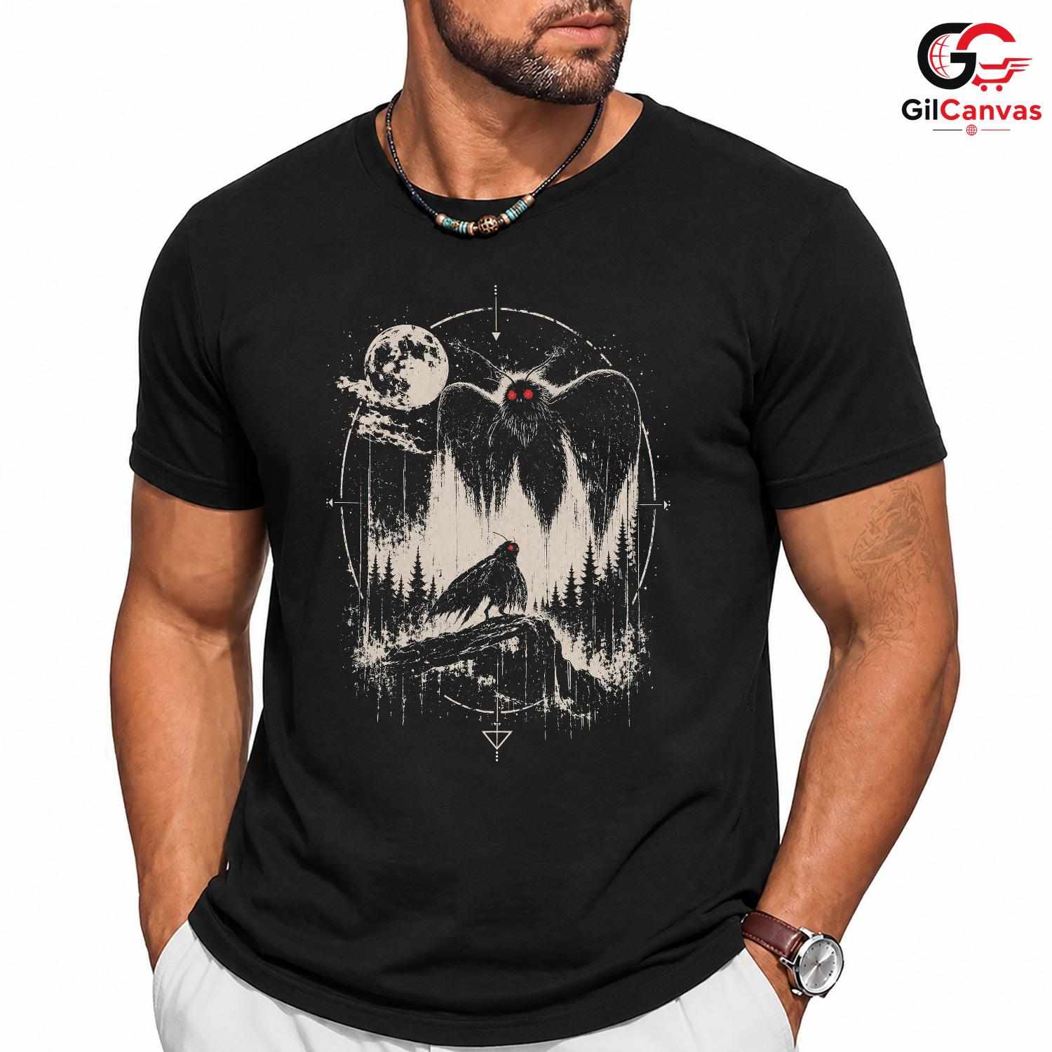Spooky Moth Owl Graphic T-Shirt Halloween Nature Adventure Unisex Apparel
