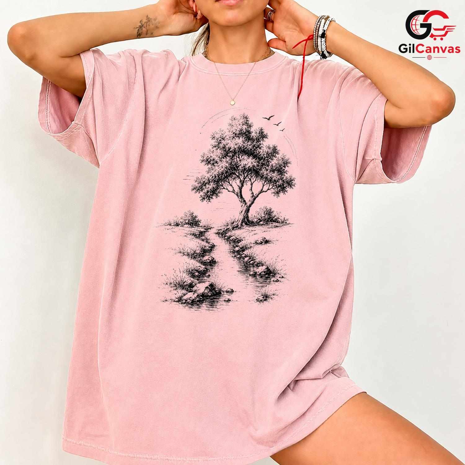Vintage Nature Scene Tee Shirt Outdoor Lover Soft Cotton Unisex Graphic Tee