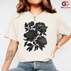 Black Floral Garden T-Shirt Unisex Fashionable Mothers Day Gift Graphic Shirt