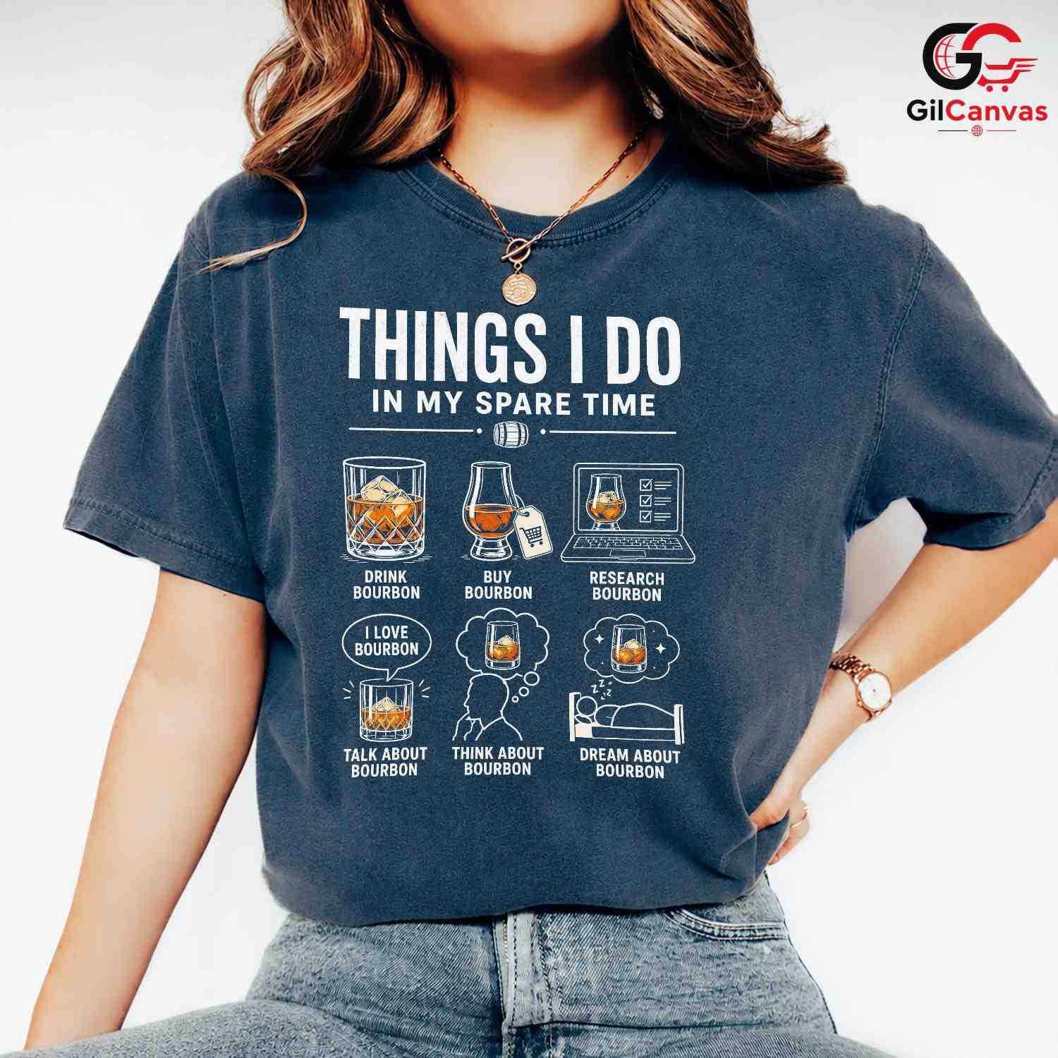 Bourbon Lover Spare Time T-Shirt Cool Graphic Humor Unisex Gift Apparel Tee