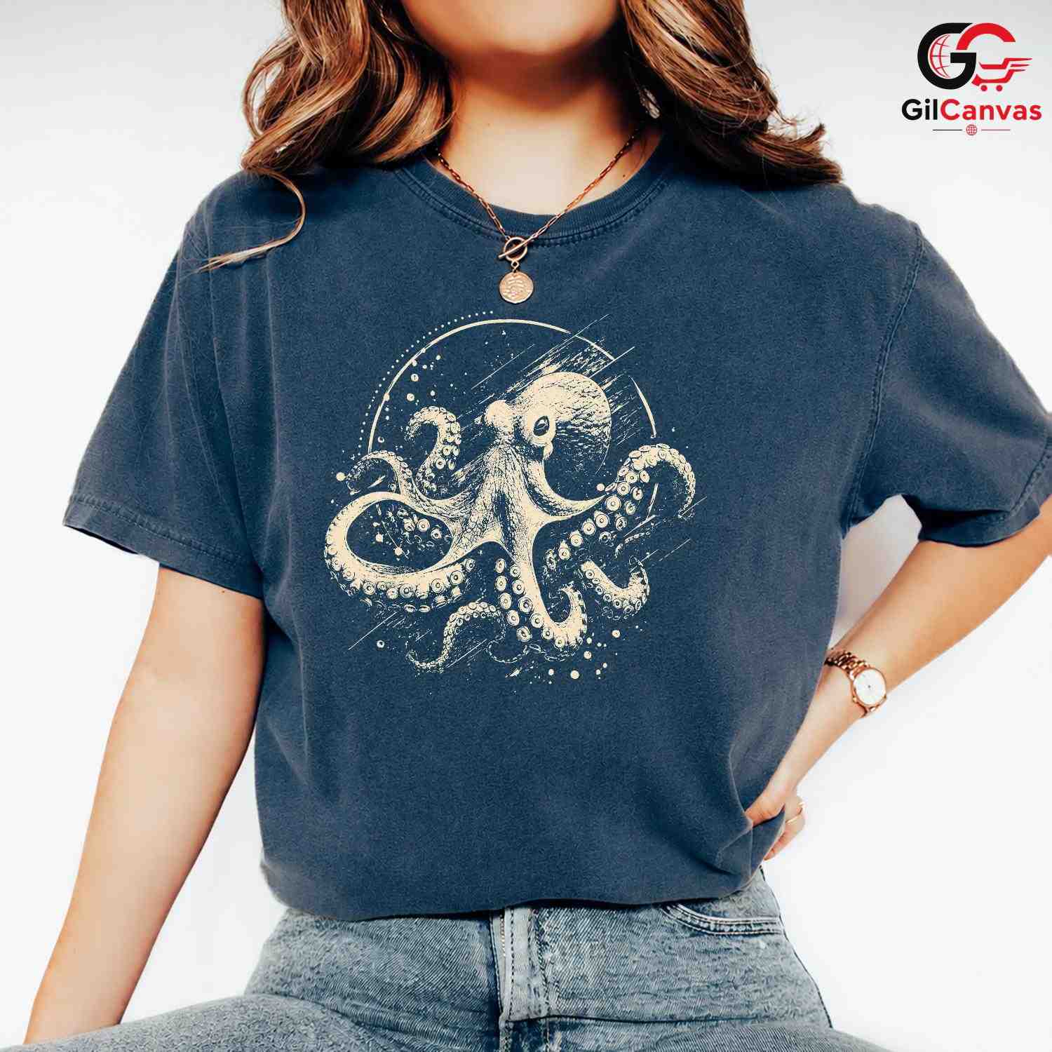 Custom Sea Life Octopus T-Shirt Ocean Lover Beach Wear Unisex Graphic Tee