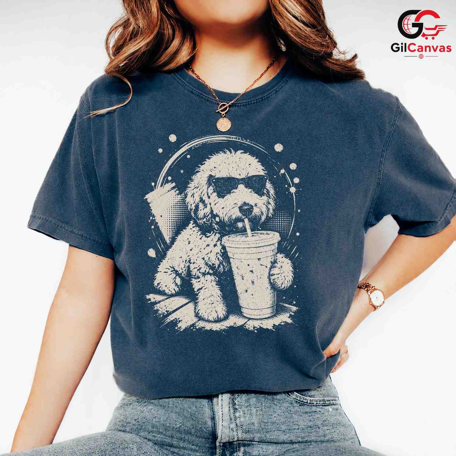 Dog Drinking Smoothie T-Shirt Summer Pet Lover Humor Unisex Graphic Apparel
