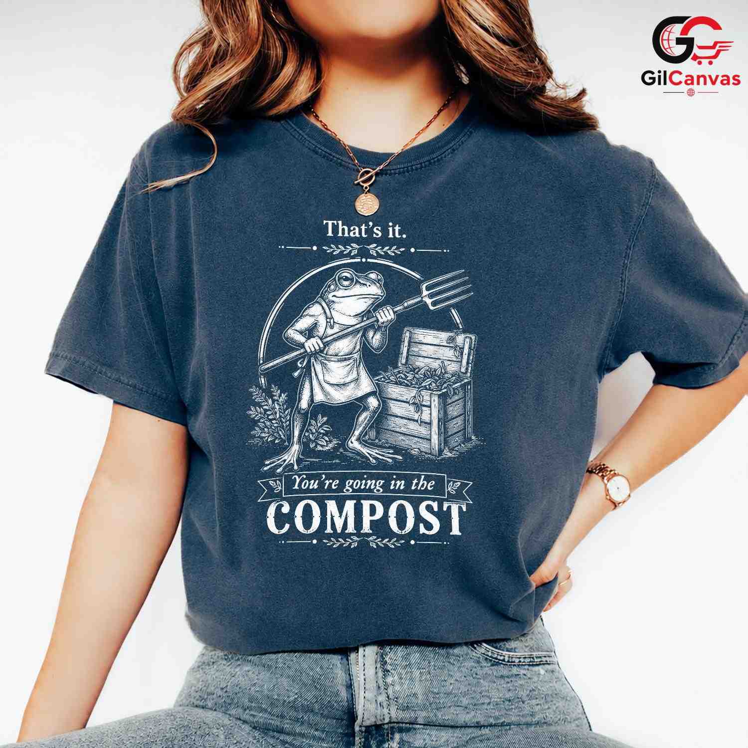 Funny Eco Compost Frog T-Shirt Unisex Gardening Lover Humorous Botanical Graphic