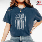 Patriotic Cross T-Shirt Unisex Faith Believer Custom Religious Casual Apparel