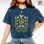 Peace Love Floral Dove T-Shirt Unisex Event Graphic Apparel Inspiring Nature Shirt