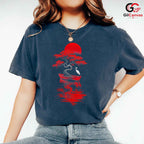 Red Sun Bonsai Tree T-Shirt Asian Art Nature Lover Unisex Graphic Apparel