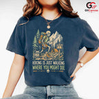Skeleton Hiking T-Shirt Spooky Adventure Halloween Campers Unisex Graphic Tee