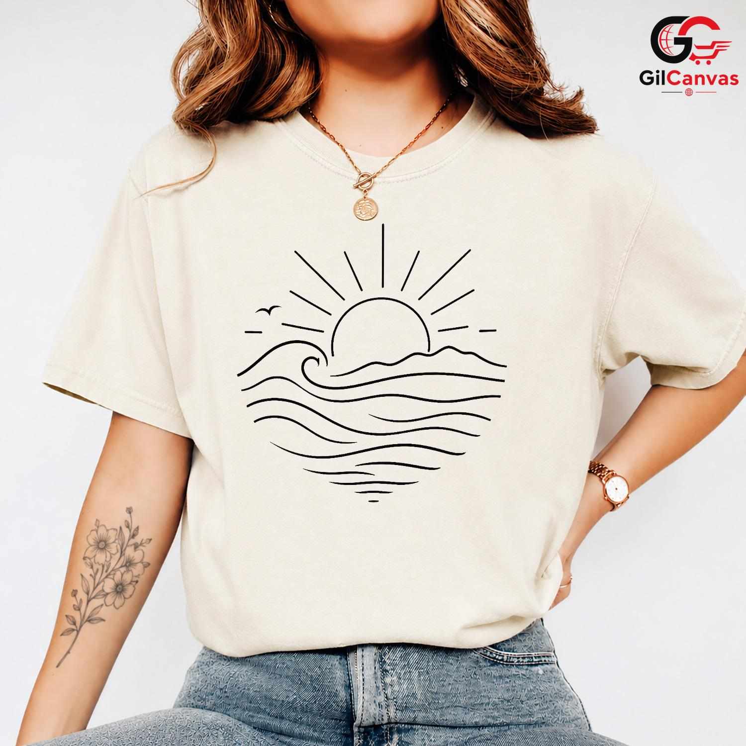 Summer Surf Sunset Tee Shirt Beach Lover Outdoor Activity Unisex Apparel
