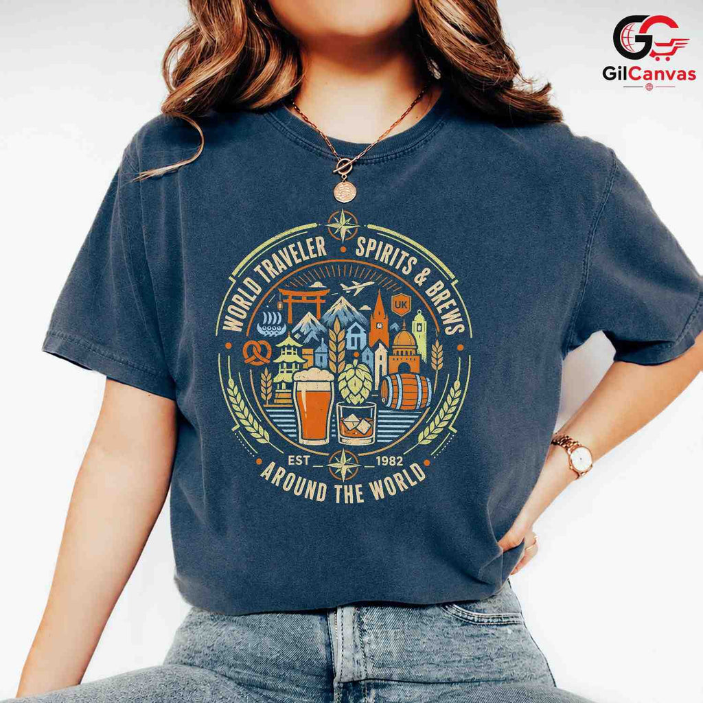 World Traveler Beer T-Shirt Unisex International Adventure Fun Graphic Apparel