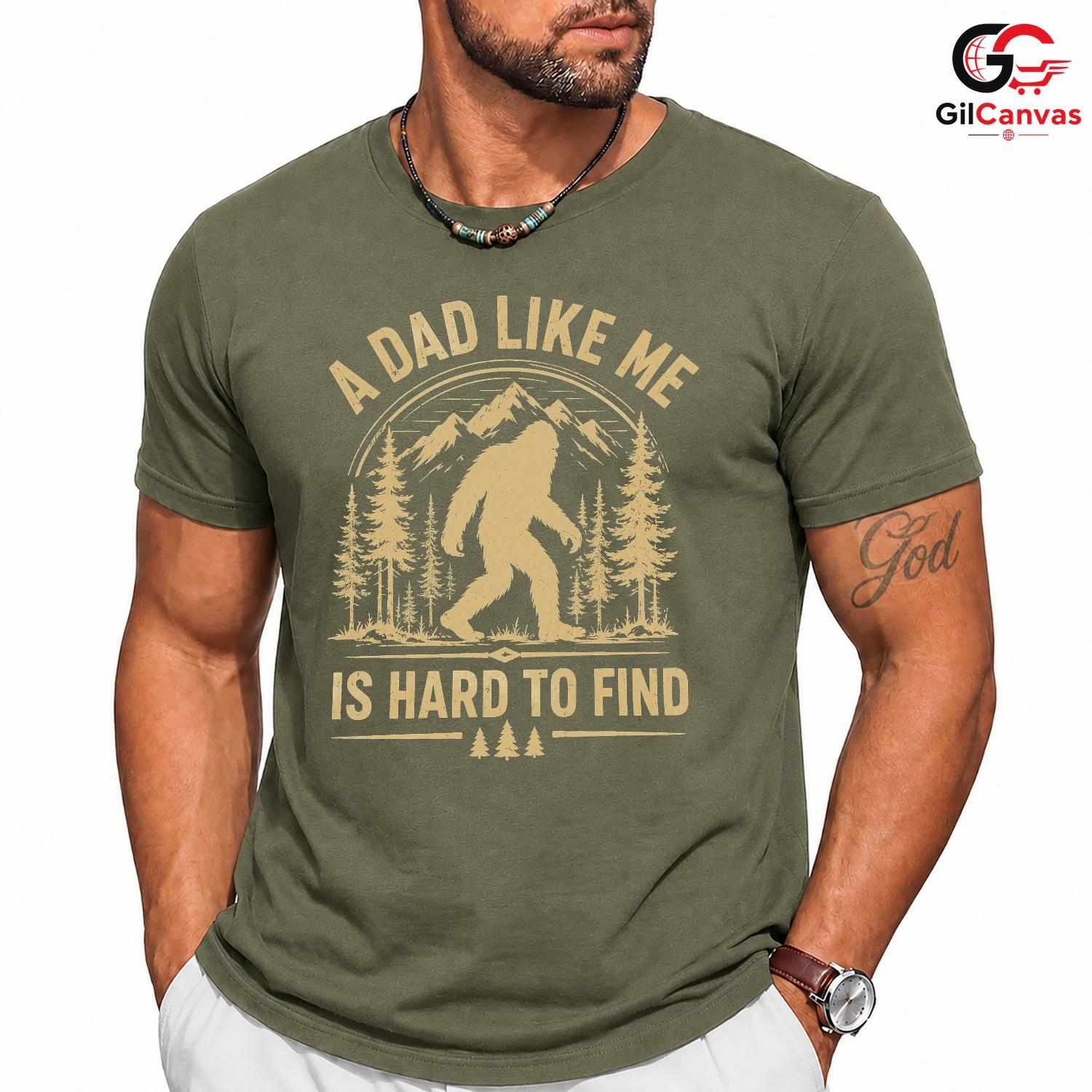 Bigfoot Fathers Day T-Shirt Unisex Outdoor Adventure Lover Forest Graphic Shirt
