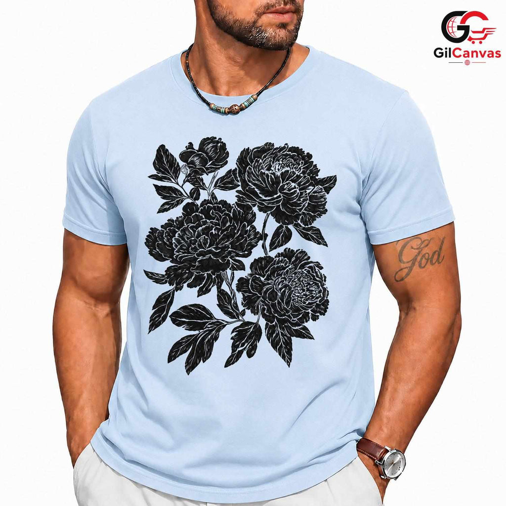Black Floral Garden T-Shirt Unisex Fashionable Mothers Day Gift Graphic Shirt