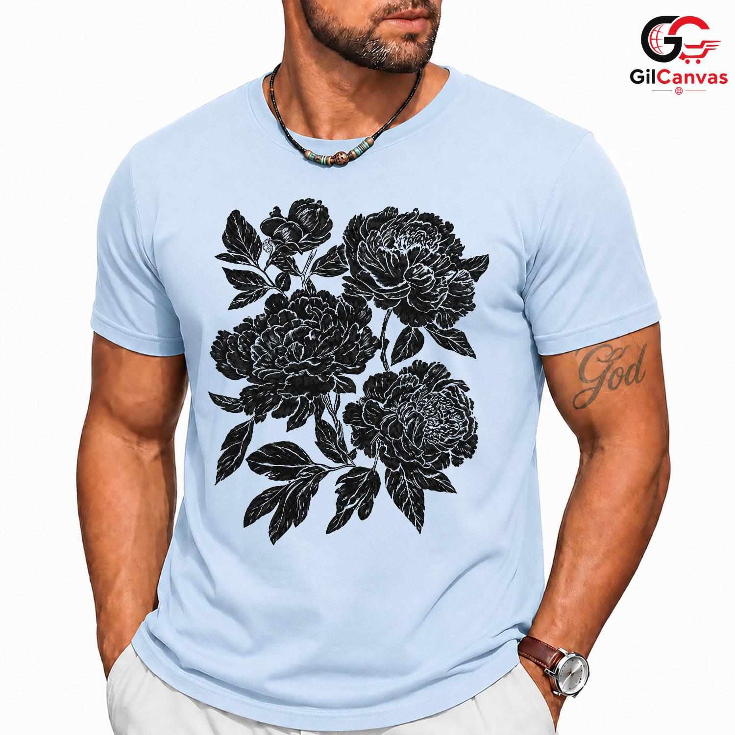 Black Floral Garden T-Shirt Unisex Fashionable Mothers Day Gift Graphic Shirt