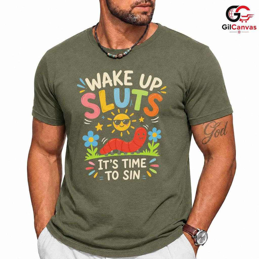 Cartoon Caterpillar T-Shirt Men Women Party Lover Funny Insect Graphic Shirt
