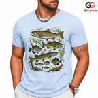 Colorful Fish Outdoor T-Shirt Unisex Fishing Activity Perfect Angler Graphic Apparel