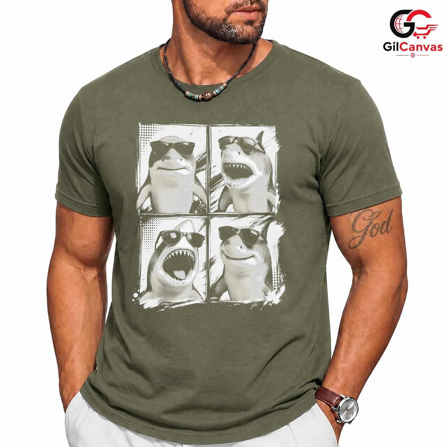 Cool Fun Shark Summer T-Shirt Party Graphic Design Unisex Casual Apparel