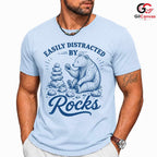 Distracted By Rocks T-Shirt Cute Bear Nature Lover Fun Unisex Graphic Tee