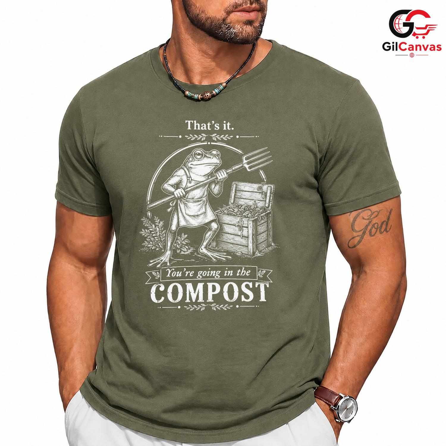 Funny Eco Compost Frog T-Shirt Unisex Gardening Lover Humorous Botanical Graphic