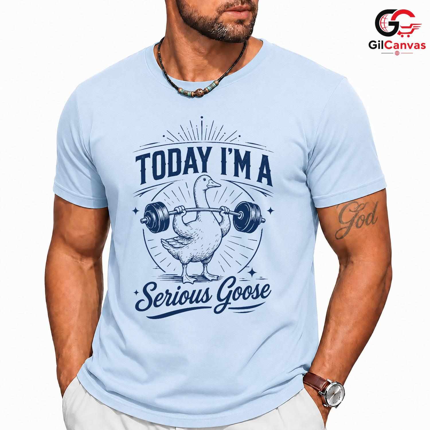 Serious Goose Gym T-Shirt Unisex Fitness Enthusiast Funny Gag Gift Graphic Shirt