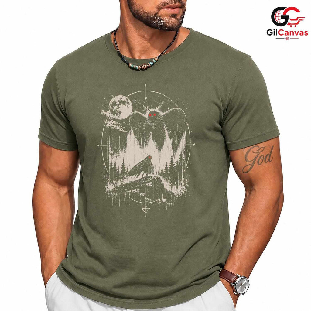 Spooky Moth Owl Graphic T-Shirt Halloween Nature Adventure Unisex Apparel