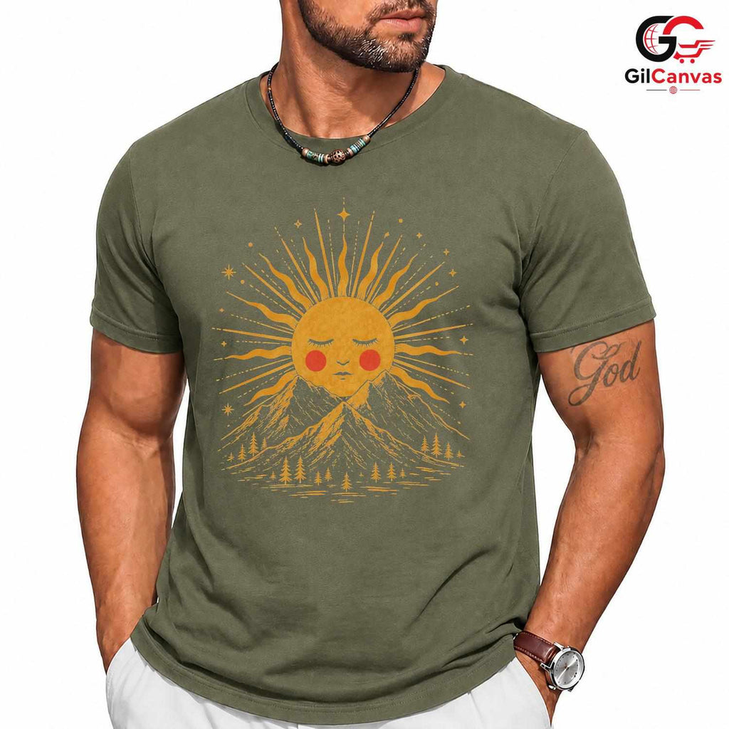 Sunshine Mountain Graphic T-Shirt Nature Adventure Unisex Personalized Tee