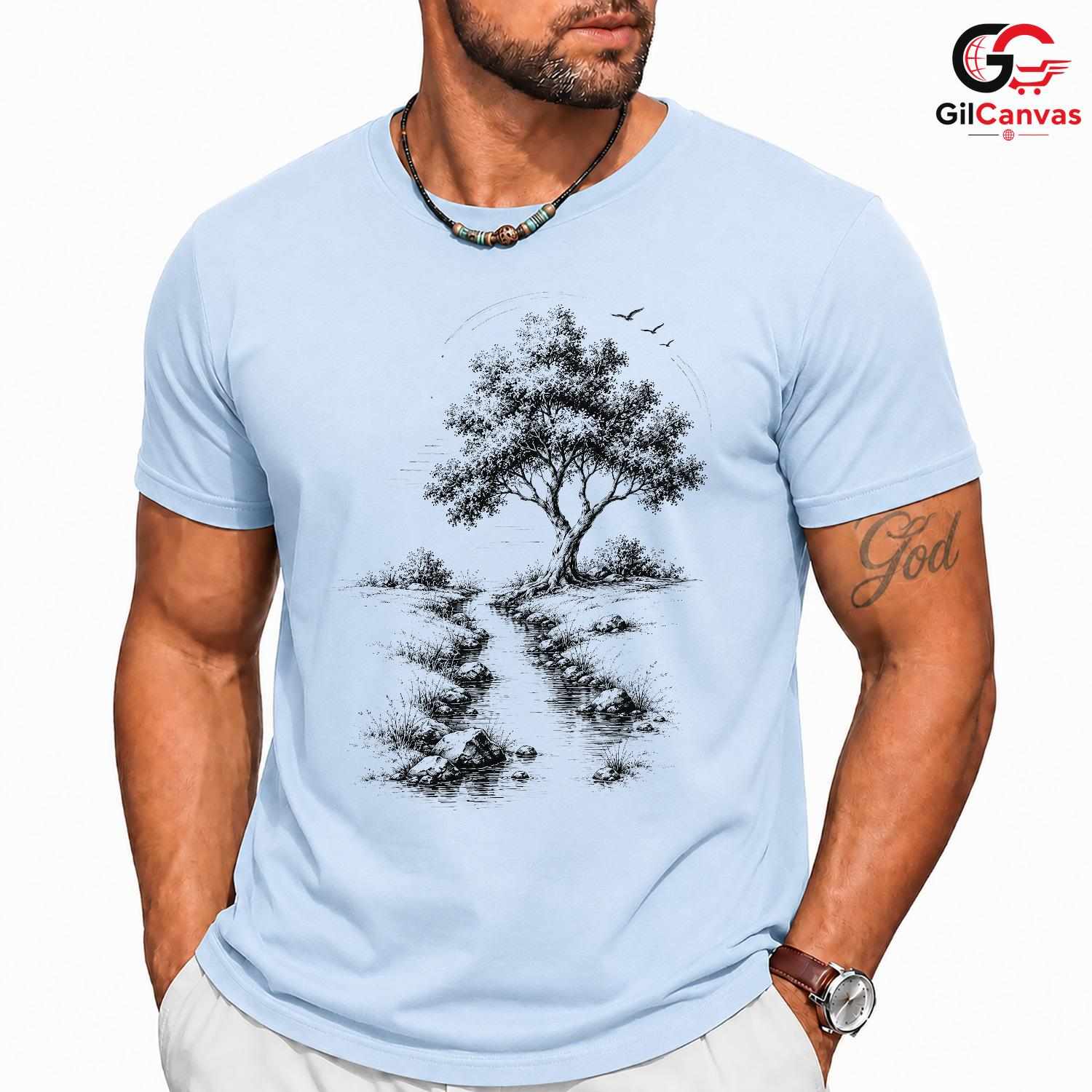 Vintage Nature Scene Tee Shirt Outdoor Lover Soft Cotton Unisex Graphic Tee