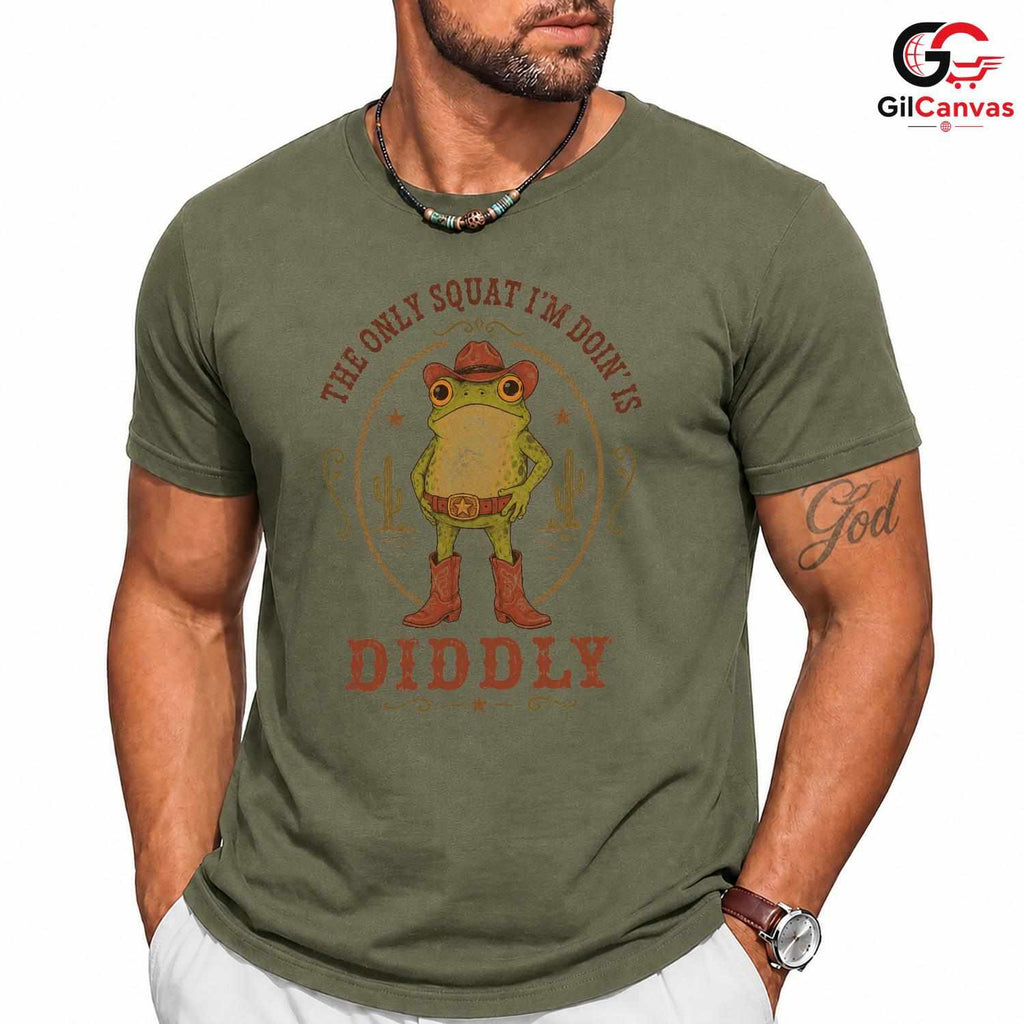Western Cowboy Frog T-Shirt Men Women Animal Lover Country Theme Fun Tee Gift