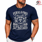 Feral Free Retirement T-Shirt Unisex Raccoon Humorous 2026 Casual Graphic Shirt