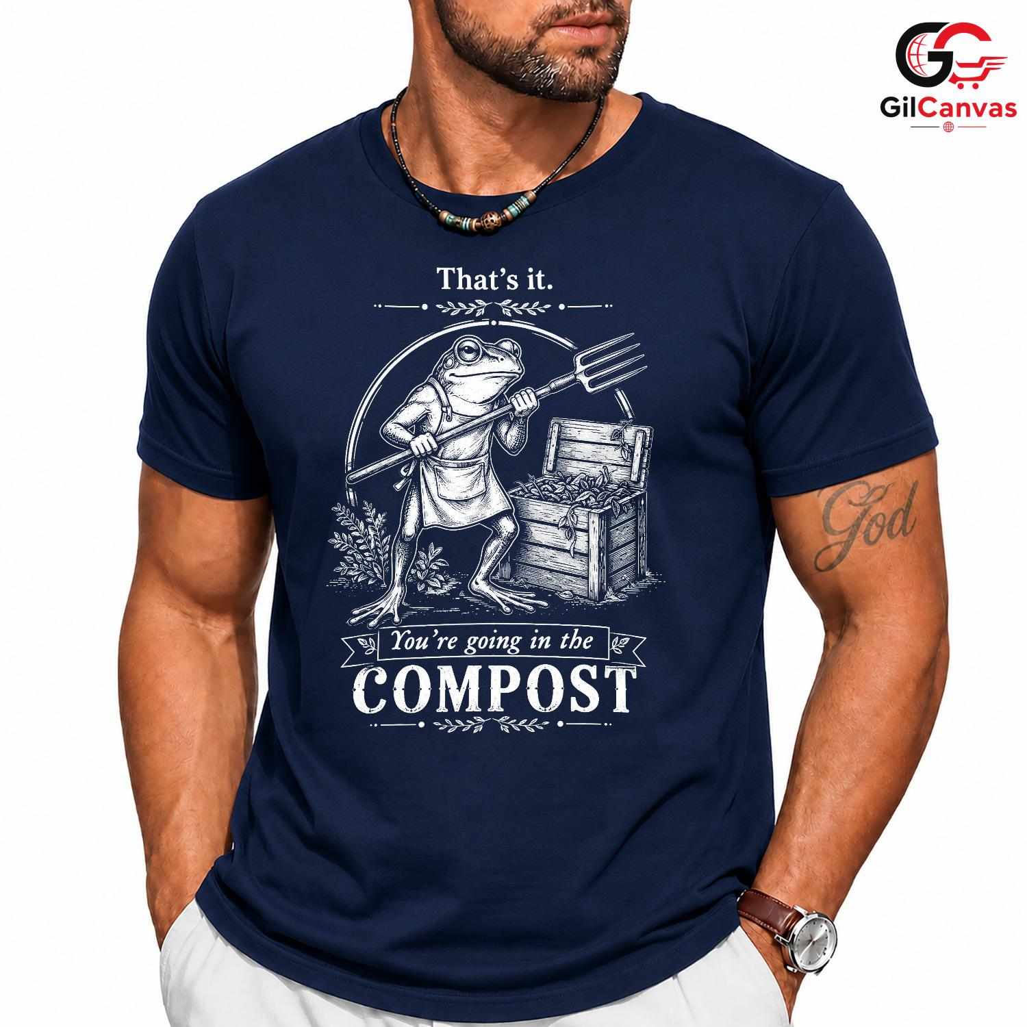 Funny Eco Compost Frog T-Shirt Unisex Gardening Lover Humorous Botanical Graphic