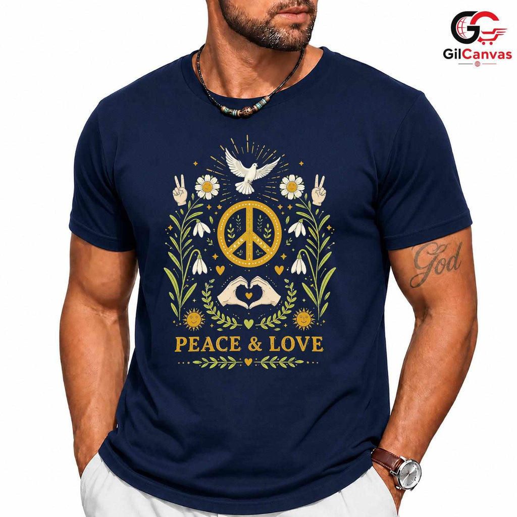 Peace Love Floral Dove T-Shirt Unisex Event Graphic Apparel Inspiring Nature Shirt