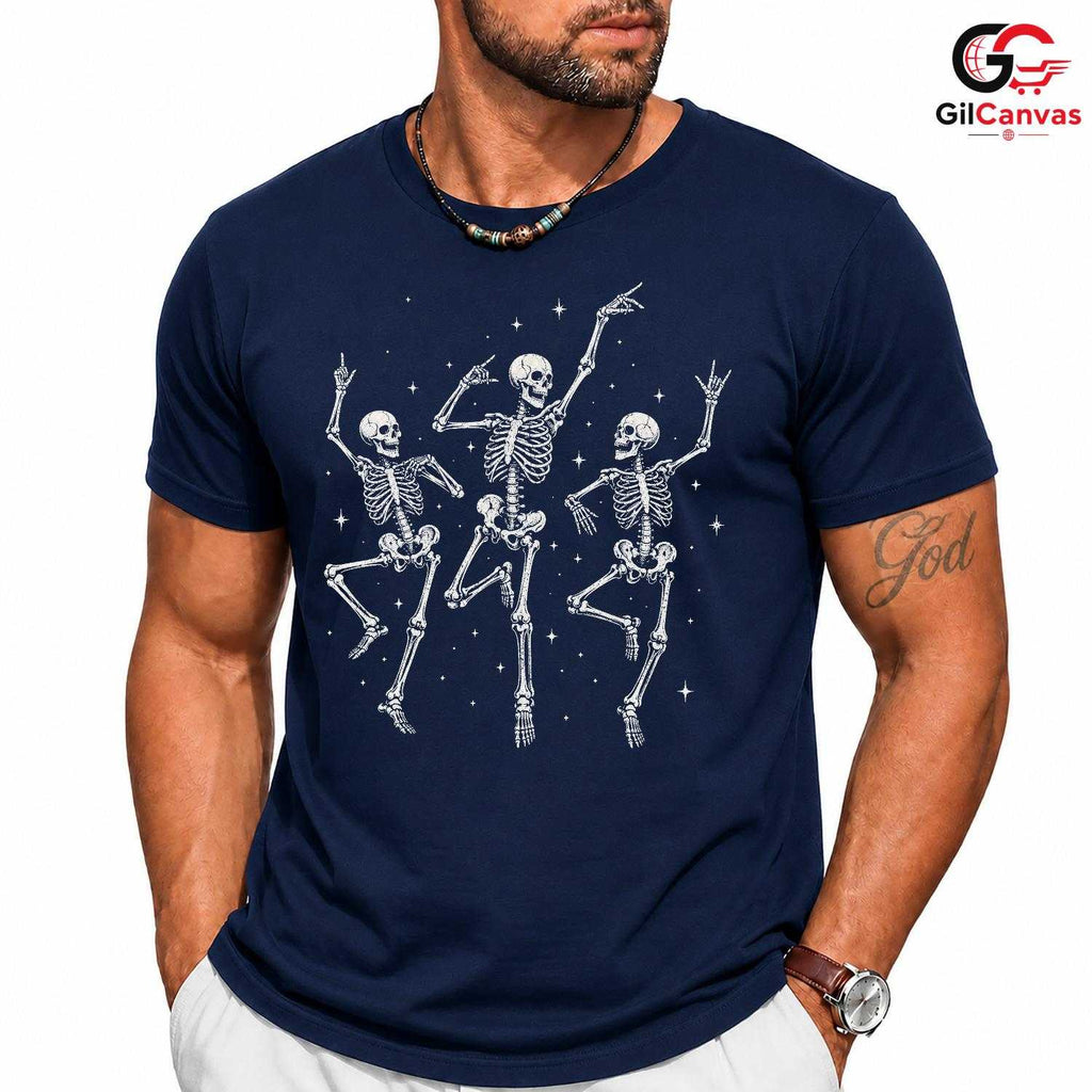Skeleton Dance T-Shirt Halloween Party Wear Fun Casual Gift For Men Women Tee