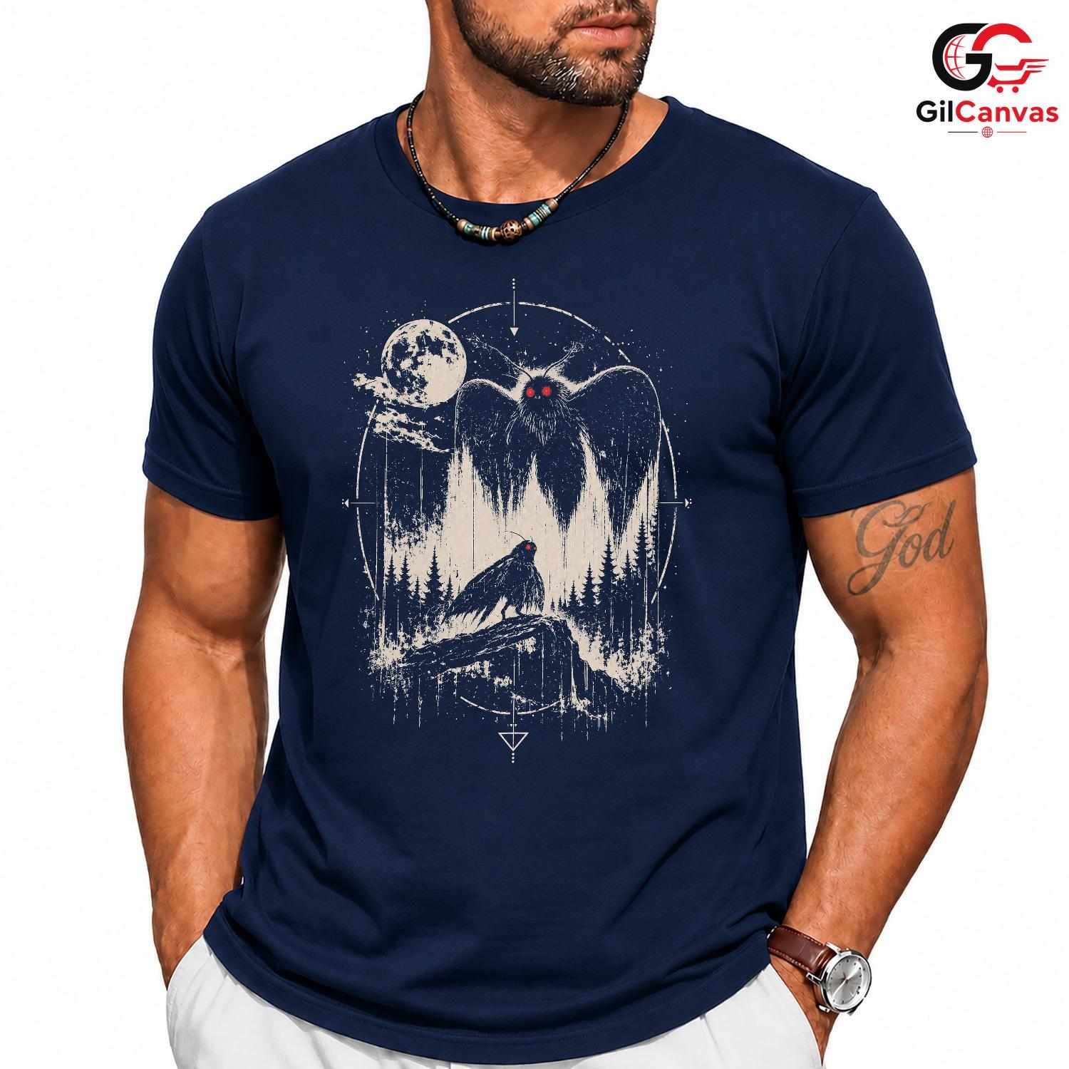 Spooky Moth Owl Graphic T-Shirt Halloween Nature Adventure Unisex Apparel