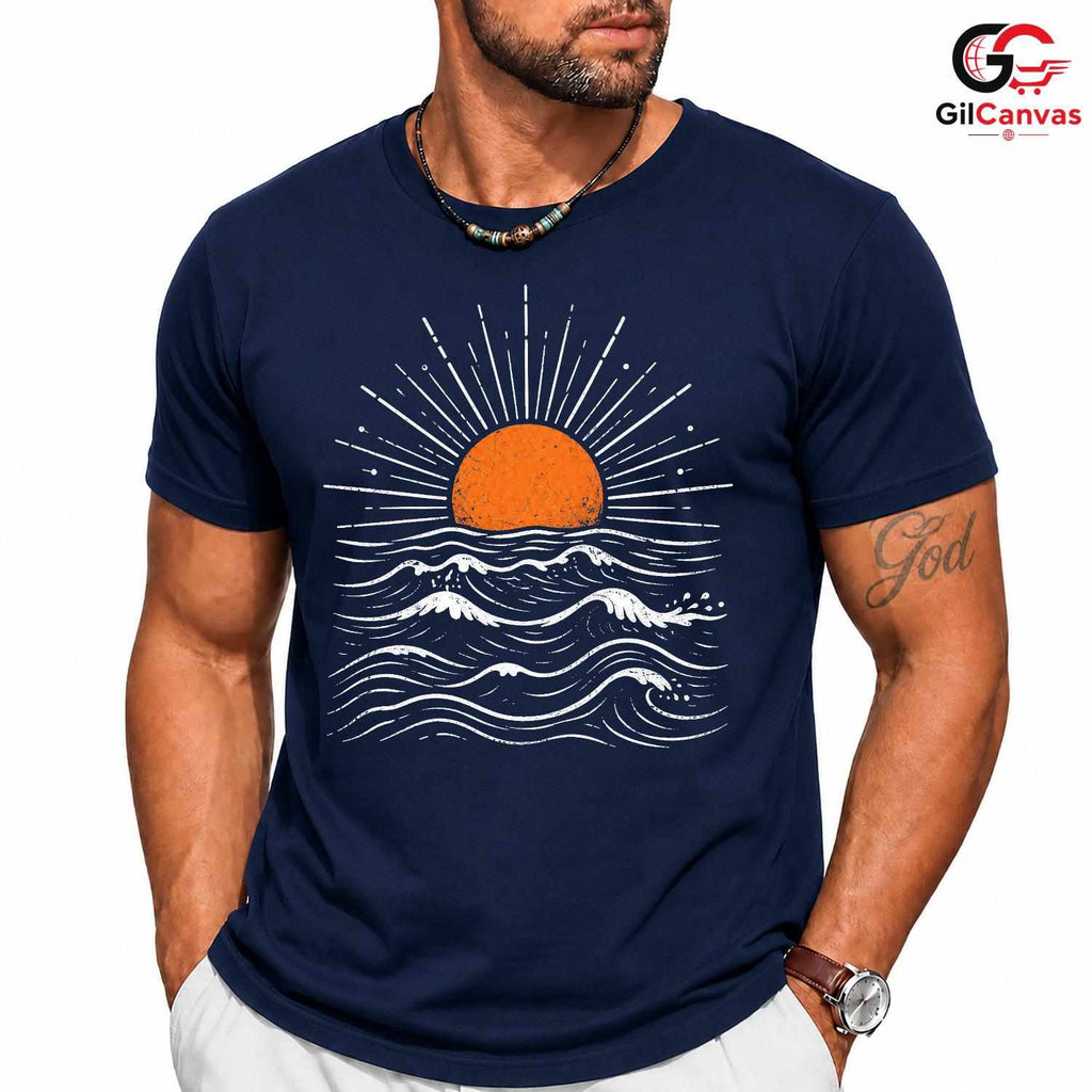 Sunrise Beach Ocean Wave T-Shirt Summer Fun Vacation Unisex Graphic Apparel
