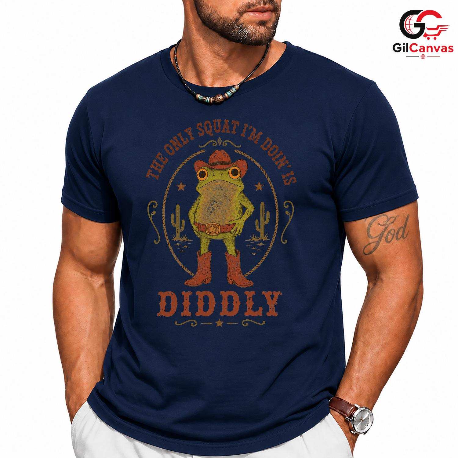 Western Cowboy Frog T-Shirt Men Women Animal Lover Country Theme Fun Tee Gift