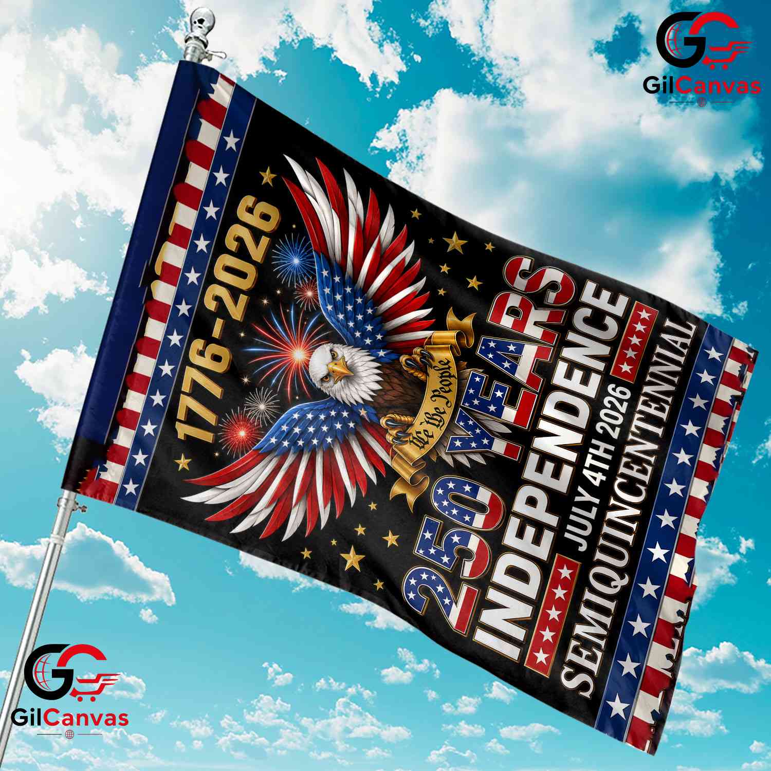 250 Years Independence Garden Flag Patriotic Eagle Semiquincentennial Yard Sign