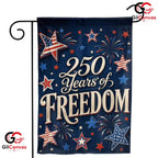 250 Years Of Freedom Garden Flag Blue Patriotic Fireworks Yard Decor 1776-2026