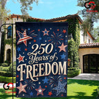 250 Years Of Freedom Garden Flag Blue Patriotic Fireworks Yard Decor 1776-2026