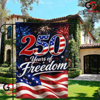 250 Years Of Freedom Garden Flag July 4th Fireworks Semiquincentennial Decor