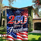 250 Years Of Freedom House Garden Flag July 4th Fireworks Semiquincentennial