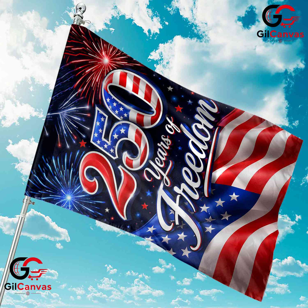 250 Years Of Freedom House Garden Flag July 4th Fireworks Semiquincentennial