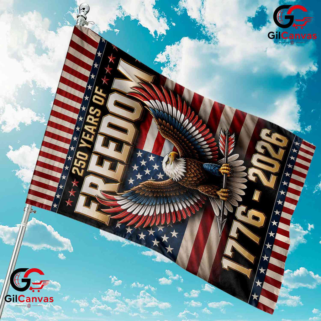 250 Years Of Freedom House Garden Flag Patriotic Eagle Yard Banner For 1776-2026