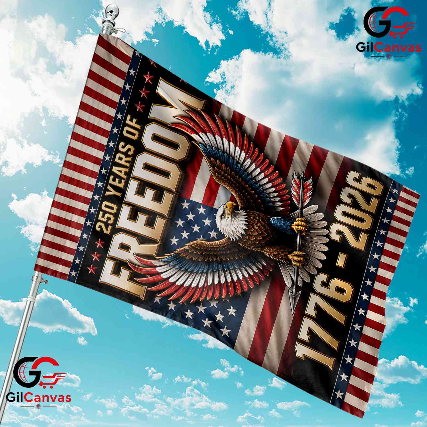 250 Years Of Freedom House Garden Flag Patriotic Eagle Yard Banner For 1776-2026