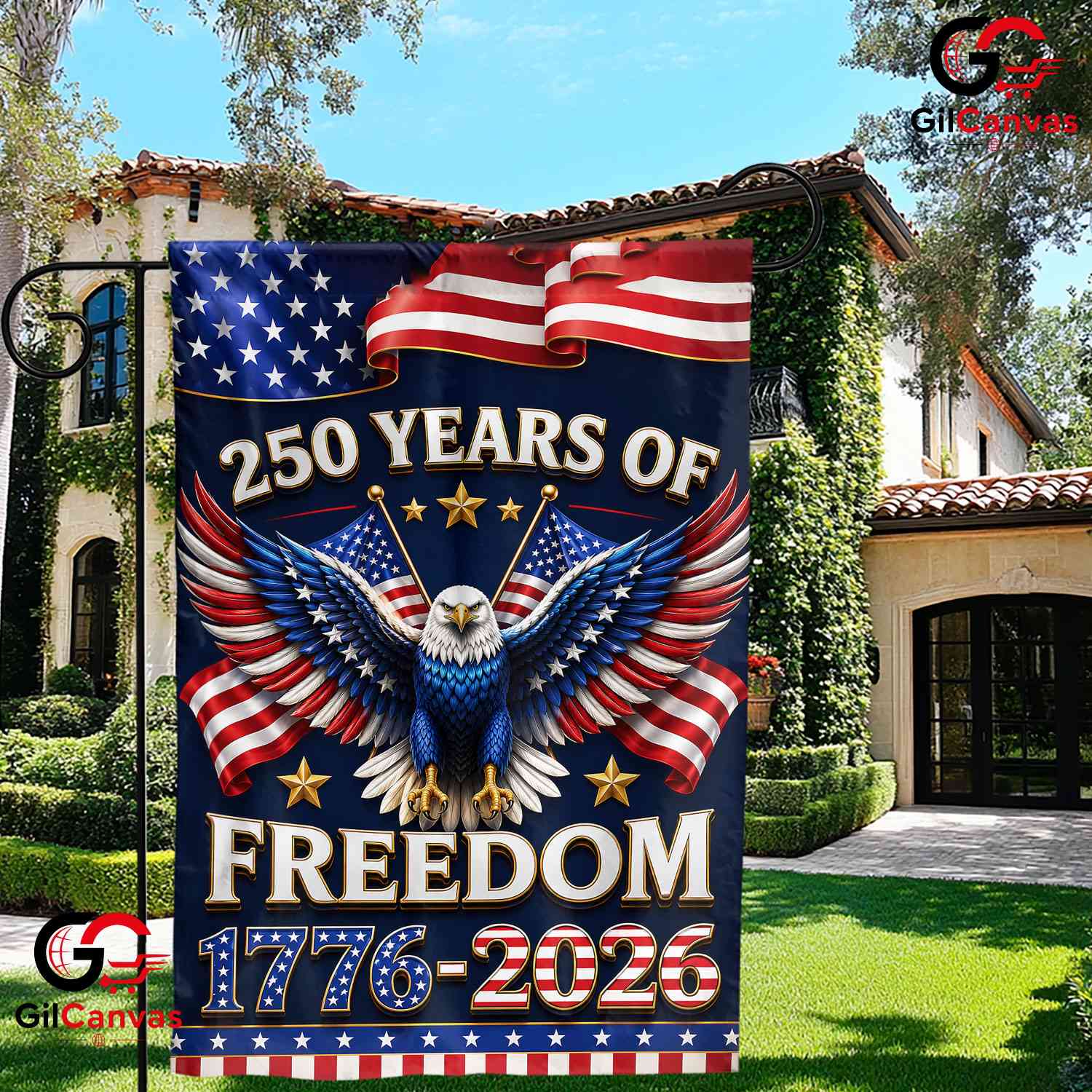 250 Years of Freedom American Eagle Yard Decor 1776-2026 Anniversary Garden Flag