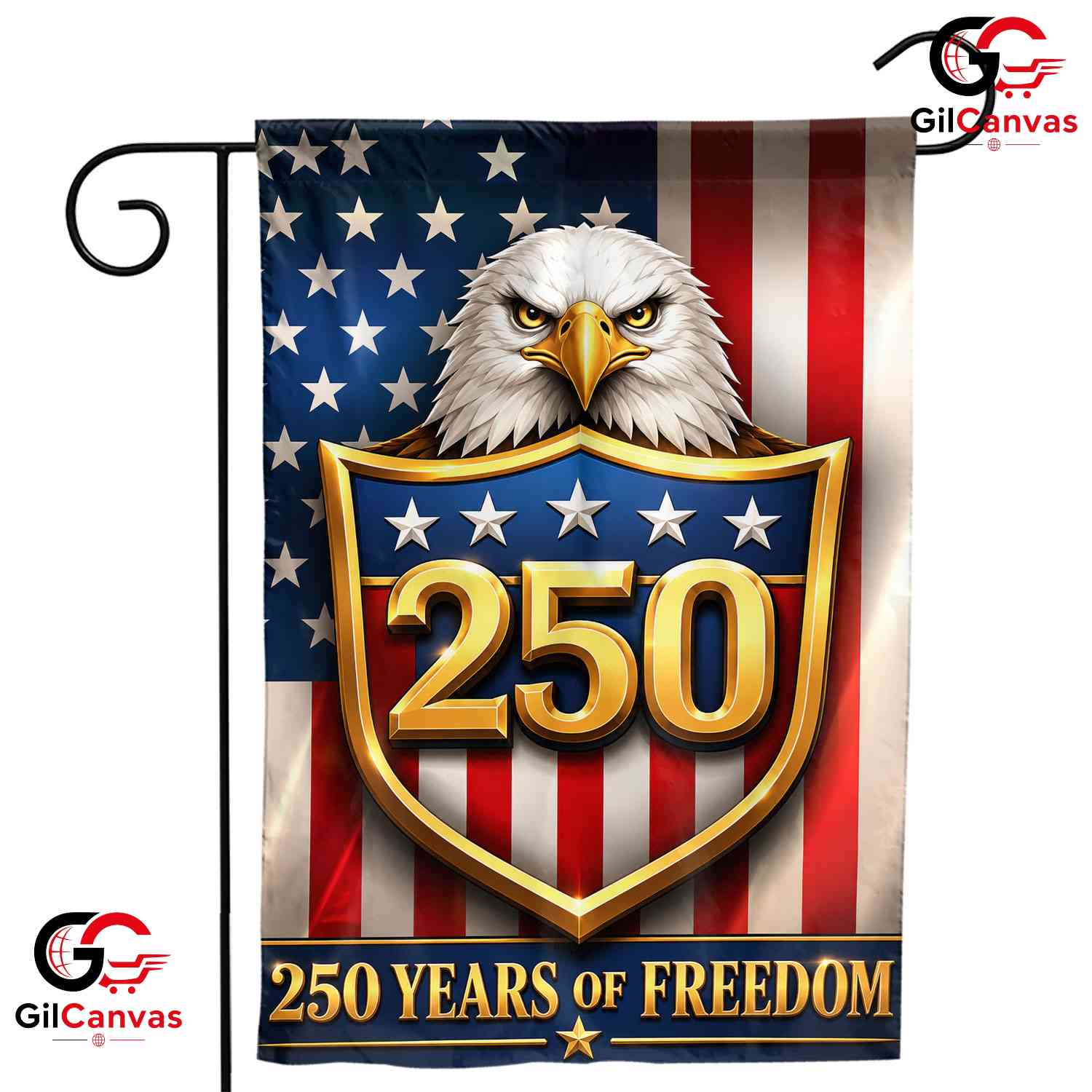 250 Years of Freedom Eagle Shield Patriotic American Sign Banner Garden Flag