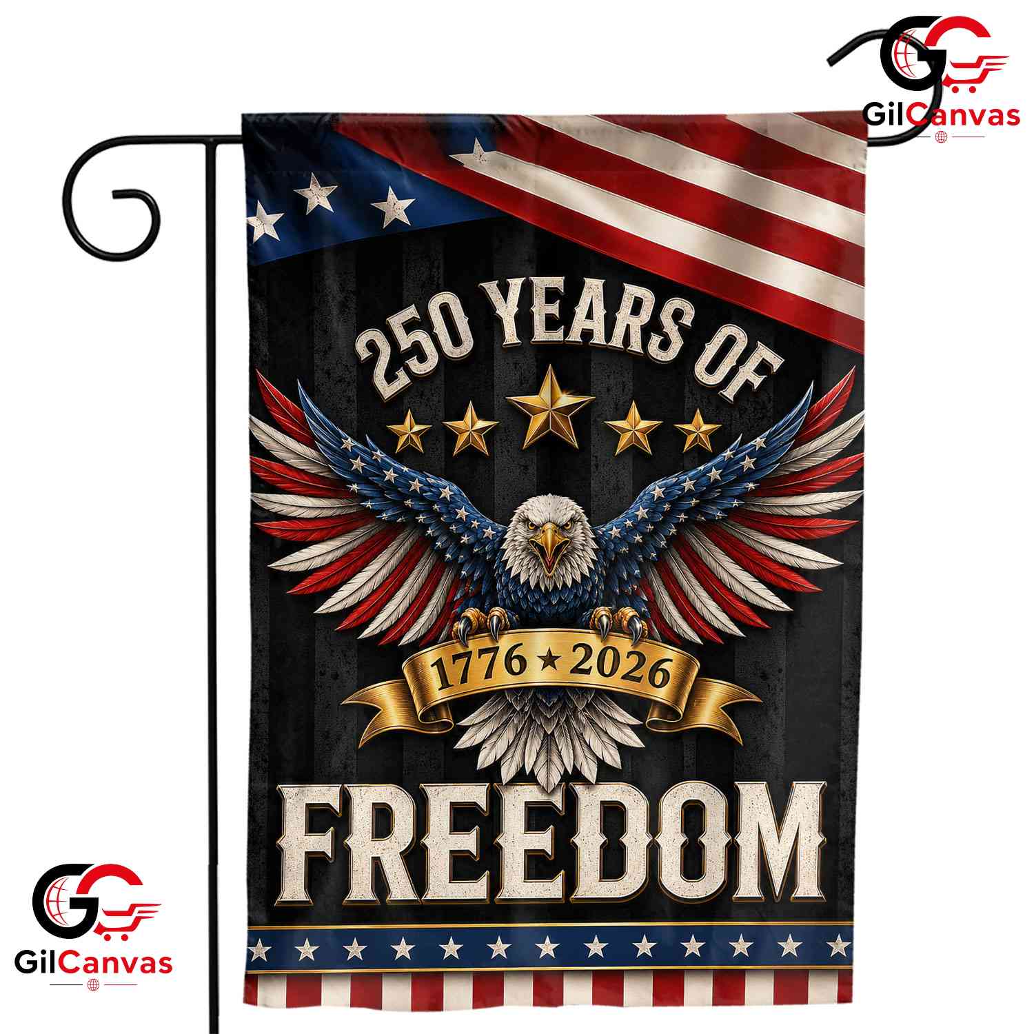 250 Years of Freedom Eagle Yard 1776-2026 Patriotic Bunting Decor Garden Flag
